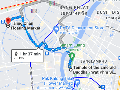 Walking to Taling Chan Floating Market